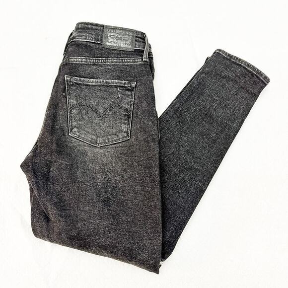 Levi's 721 High Rise Skinny Charcoal Denim Jeans Ripped Size 28 - Picture 9 of 9